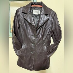Wilsons Pelle Studio Dark Brown Leather Jacket Size Large